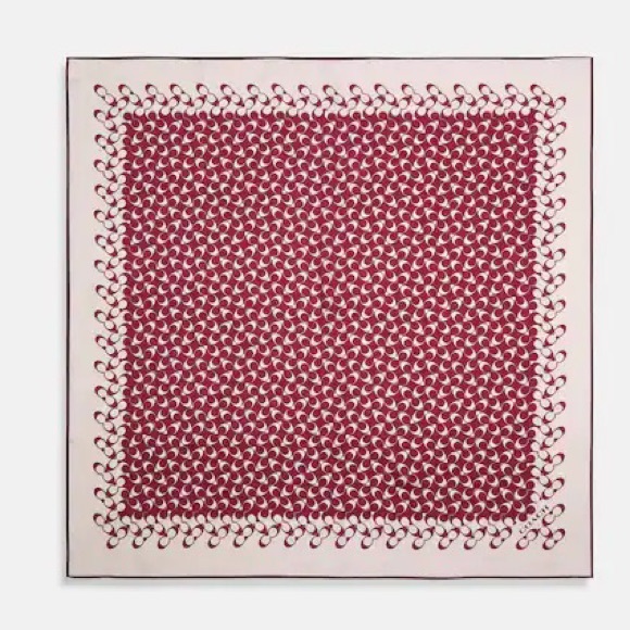 Coach Bias Signature Silk Scarf Square Logo Print Bright Violet - Picture 4 of 4